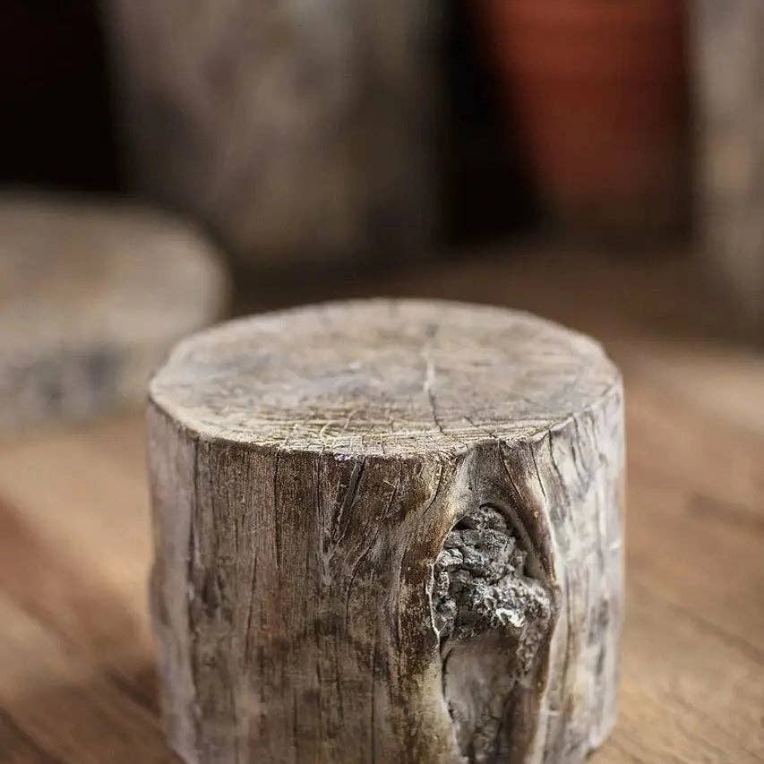Distressed  Cement Log Display Riser
