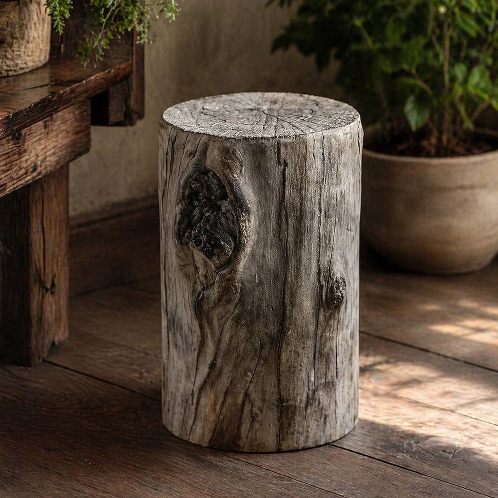 Distressed  Cement Log Display Riser