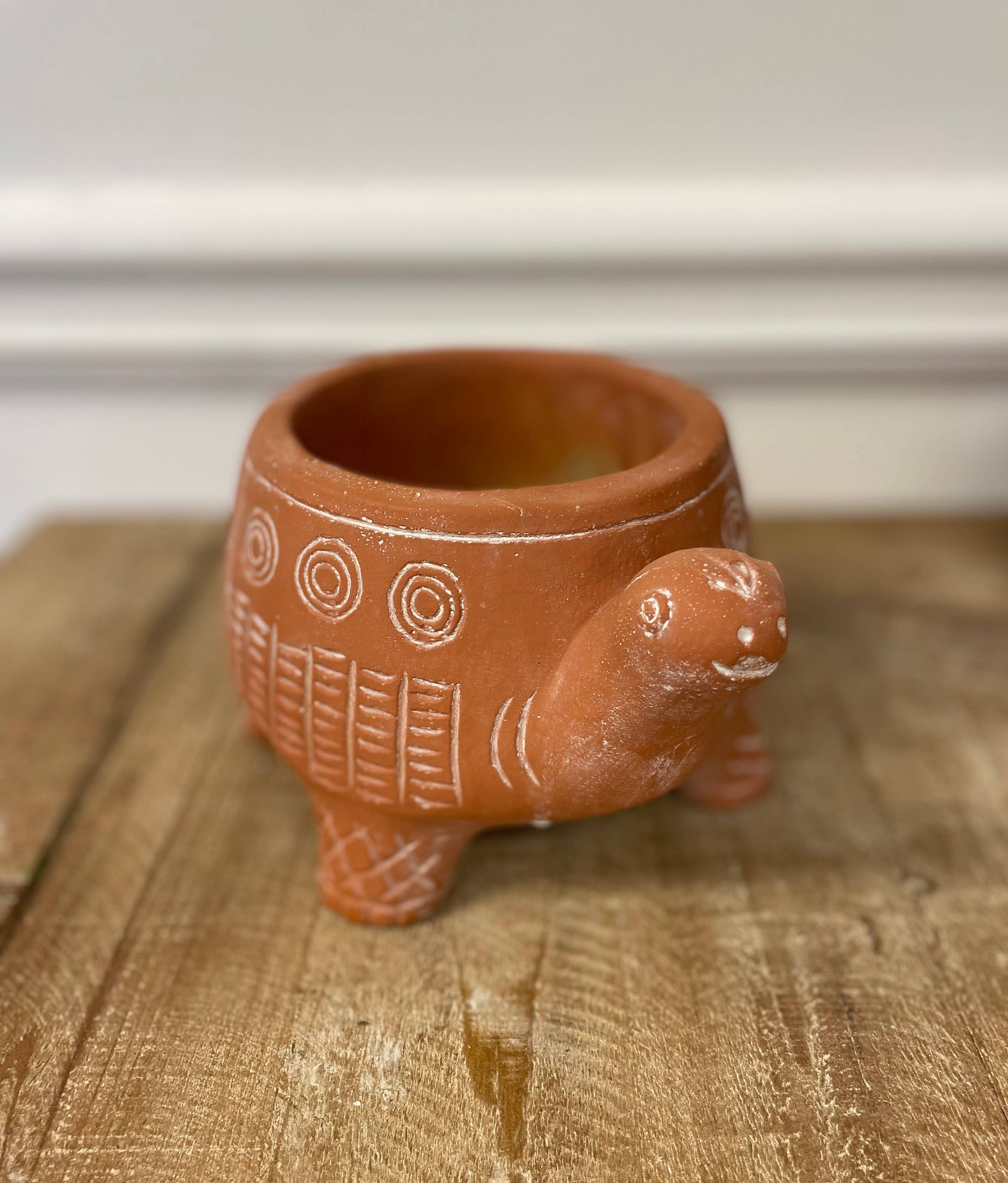 CEMENT RED TURTLE PLANTER-Large