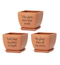 Funny Square Planters Set 3   Plant Lovers Item #14922
